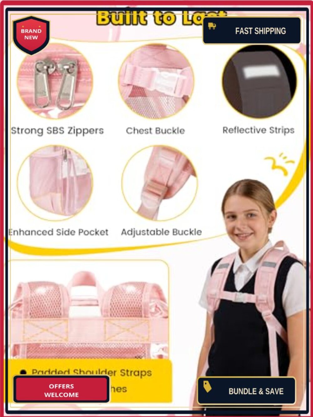 Clear PVC Backpack with 9 Pockets, Water Resistant, for School & Travel - Picture 3 of 5